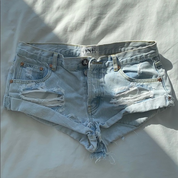 One Teaspoon Pants - One Tea Spoon Bandit Denim Shorts - Light Wash